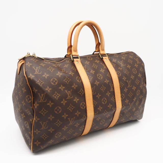 ★3日以内返品可★ LOUIS VUITTON ルイ・ヴィトン モノグラム キャンバス キーポル 45 M41428 ボストンバッグ ブラウン コーティングキャンバス レザー レディース