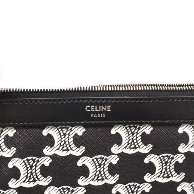 ★3日以内返品可★ 極美品 CELINE セリーヌ トリオンフキャンバス 同盟罷業一巡り付き添い人車寄せ 10L682FSM-38AW クラッチペダル御徒面子 黒いこと 白いこと 上塗り帆布 レディース