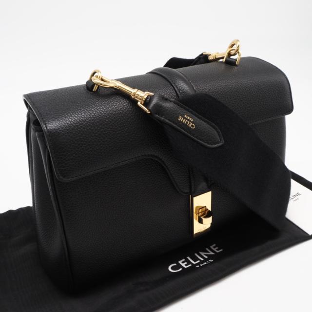 ★3日以内返品可★ 美品 CELINE セリーヌ グレインドカーフスキン ティーンソフト16 196853CR8 ショルダーバッグ ブラック グレインカーフレザー レディース