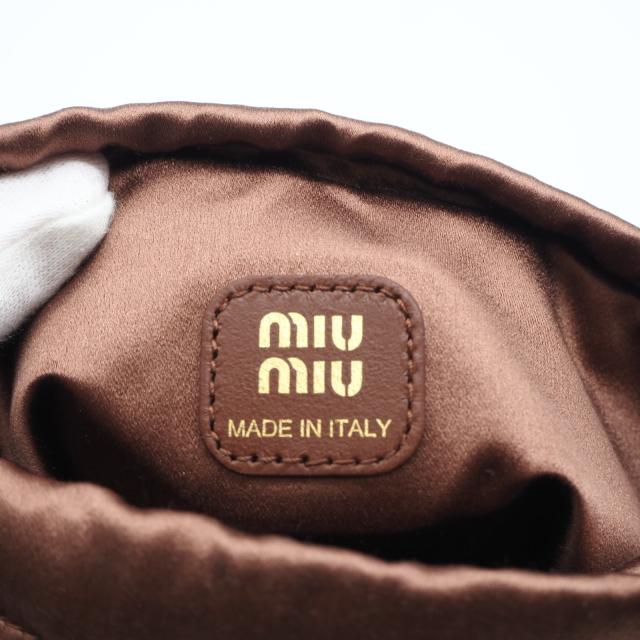★3日以内返品可★ 極美品 MIUMIU ミュウミュウ サテン ドローストリング ポーチ 5NG010 ポーチ ブラウン サテン レディース_12