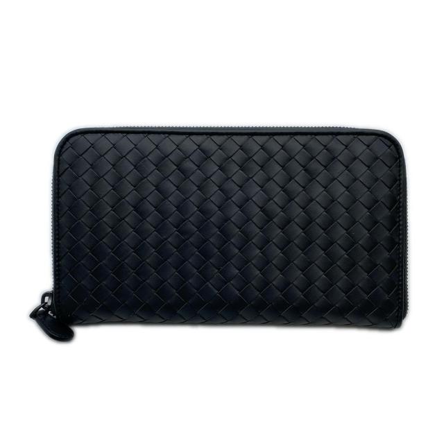 ★3日以内返品可★ 美品 BOTTEGAVENETA ボッテガヴェネタ イントレチャート ラウンドファスナー長財布 - 長財布 グレー カーフレザー メンズ_1
