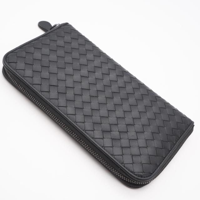 ★3日以内返品可★ 美品 BOTTEGAVENETA ボッテガヴェネタ イントレチャート ラウンドファスナー長財布 - 長財布 グレー カーフレザー メンズ_2