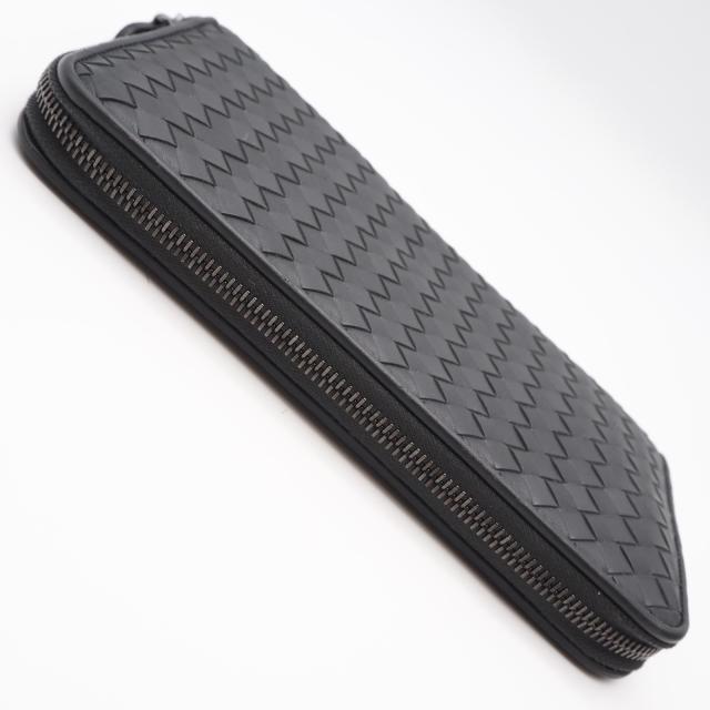 ★3日以内返品可★ 美品 BOTTEGAVENETA ボッテガヴェネタ イントレチャート ラウンドファスナー長財布 - 長財布 グレー カーフレザー メンズ_4