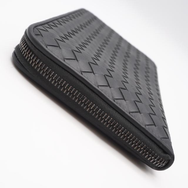 ★3日以内返品可★ 美品 BOTTEGAVENETA ボッテガヴェネタ イントレチャート ラウンドファスナー長財布 - 長財布 グレー カーフレザー メンズ_6