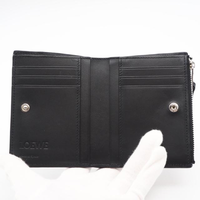 ★3日以内返品可★ 極美品 LOEWE ロエベ パズル コンパクトウォレット C510W73X09 二つ折り財布 ブラック ベージュ ネイビー カーフレザー メンズ_9