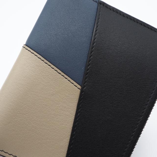 ★3日以内返品可★ 極美品 LOEWE ロエベ パズル コンパクトウォレット C510W73X09 二つ折り財布 ブラック ベージュ ネイビー カーフレザー メンズ_3