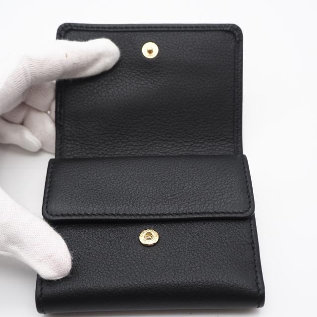 ★3日以内返品可★ 極美品 PRADA プラダ ポルタ ピッコロ パッティーナ ソフトレザー プリントロゴ コンパクトウォレット ネロ 1MH043 三つ折り財布 ブラック カーフレザー レディース_9