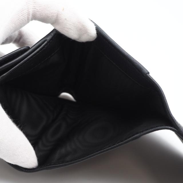 ★3日以内返品可★ 極美品 PRADA プラダ ポルタ ピッコロ パッティーナ ソフトレザー プリントロゴ コンパクトウォレット ネロ 1MH043 三つ折り財布 ブラック カーフレザー レディース_12