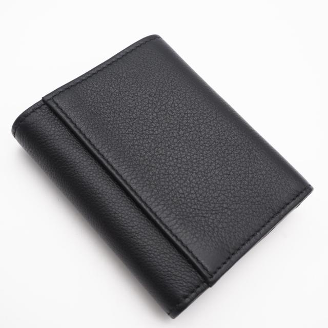 ★3日以内返品可★ 極美品 PRADA プラダ ポルタ ピッコロ パッティーナ ソフトレザー プリントロゴ コンパクトウォレット ネロ 1MH043 三つ折り財布 ブラック カーフレザー レディース_2