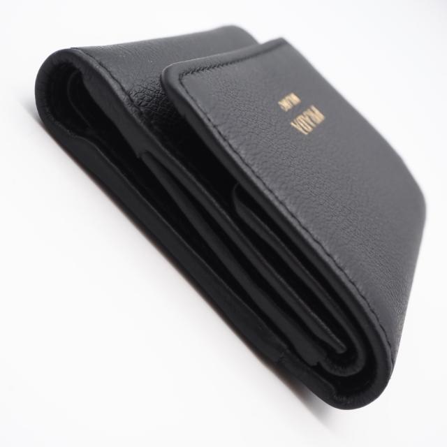 ★3日以内返品可★ 極美品 PRADA プラダ ポルタ ピッコロ パッティーナ ソフトレザー プリントロゴ コンパクトウォレット ネロ 1MH043 三つ折り財布 ブラック カーフレザー レディース_7
