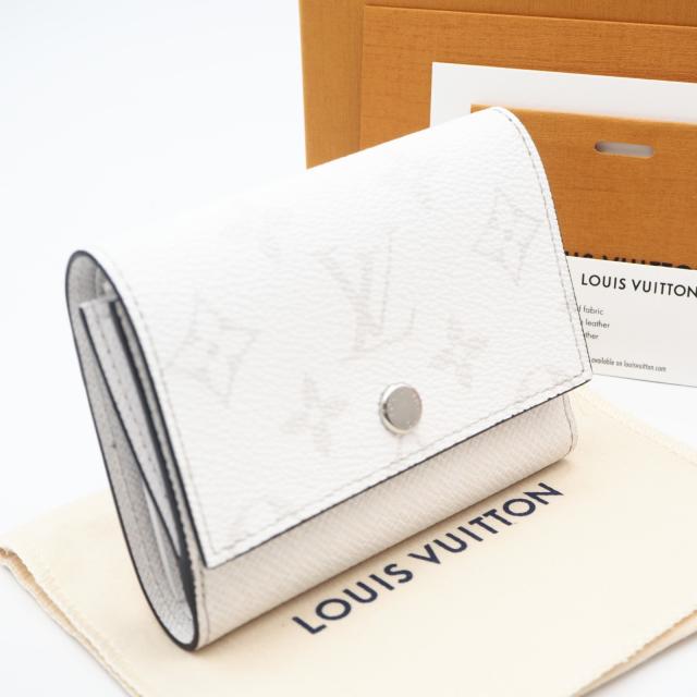 ★3日以内返品可★ 美品 LOUIS VUITTON ルイ・ヴィトン タイガラマ ヴィクター ウォレット Optical White M28069 三つ折り財布 ホワイト グレー コーティングキャンバス カーフレザー メンズ