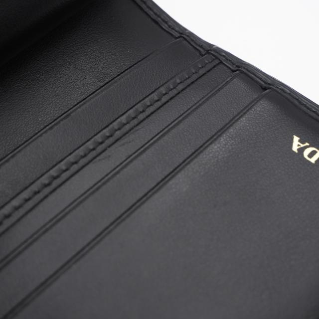 ★3日以内返品可★ 美品 PRADA プラダ ヴィッテロムーブ コンパクトウォレット 1ML018 二つ折り財布 ブラック カーフレザー レディース_13