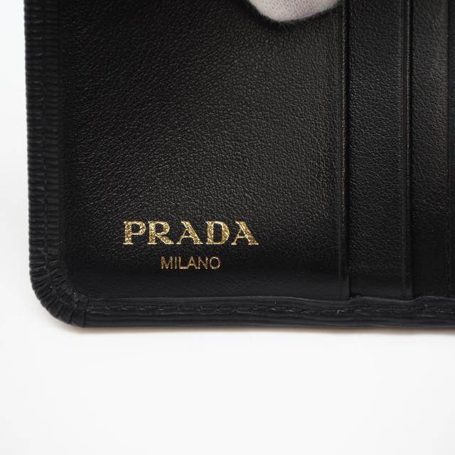 ★3日以内返品可★ 美品 PRADA プラダ ヴィッテロムーブ コンパクトウォレット 1ML018 二つ折り財布 ブラック カーフレザー レディース_14