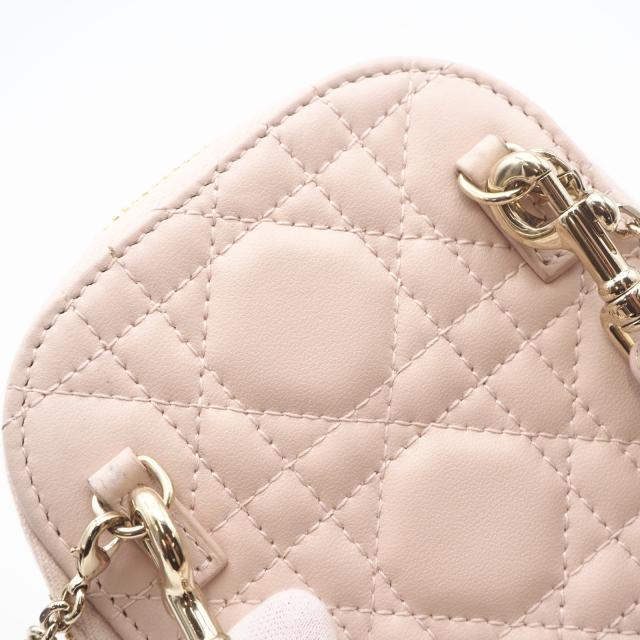 ★3日以内返品可★ 美品 Christian Dior クリスチャンディオール カナージュ ラムスキン Lady Dior Callin Dior フォンホルダー S0872ONMJ ショルダーバッグ ピンクベージュ ラムスキン レディース_10