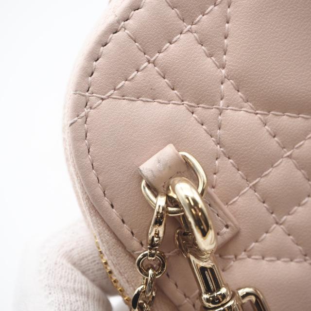 ★3日以内返品可★ 美品 Christian Dior クリスチャンディオール カナージュ ラムスキン Lady Dior Callin Dior フォンホルダー S0872ONMJ ショルダーバッグ ピンクベージュ ラムスキン レディース_11