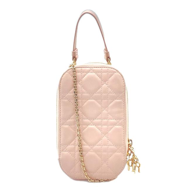 ★3日以内返品可★ 美品 Christian Dior クリスチャンディオール カナージュ ラムスキン Lady Dior Callin Dior フォンホルダー S0872ONMJ ショルダーバッグ ピンクベージュ ラムスキン レディース_1