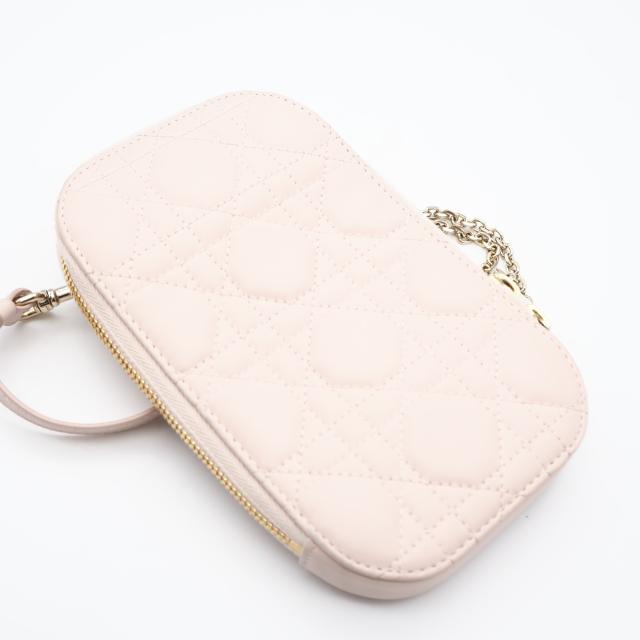 ★3日以内返品可★ 美品 Christian Dior クリスチャンディオール カナージュ ラムスキン Lady Dior Callin Dior フォンホルダー S0872ONMJ ショルダーバッグ ピンクベージュ ラムスキン レディース_2