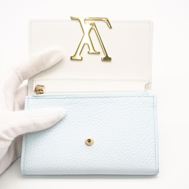 ★3日以内返品可★ 極美品 LOUIS VUITTON ルイ・ヴィトン トリヨン 日本限定 ポルトフォイユ カプシーヌ コンパクト スカイブルー N89898 三つ折り財布 スカイブルー トリヨンレザー パイソン レディース_9