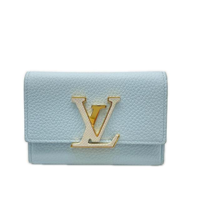 ★3日以内返品可★ 極美品 LOUIS VUITTON ルイ・ヴィトン トリヨン 日本限定 ポルトフォイユ カプシーヌ コンパクト スカイブルー N89898 三つ折り財布 スカイブルー トリヨンレザー パイソン レディース_1