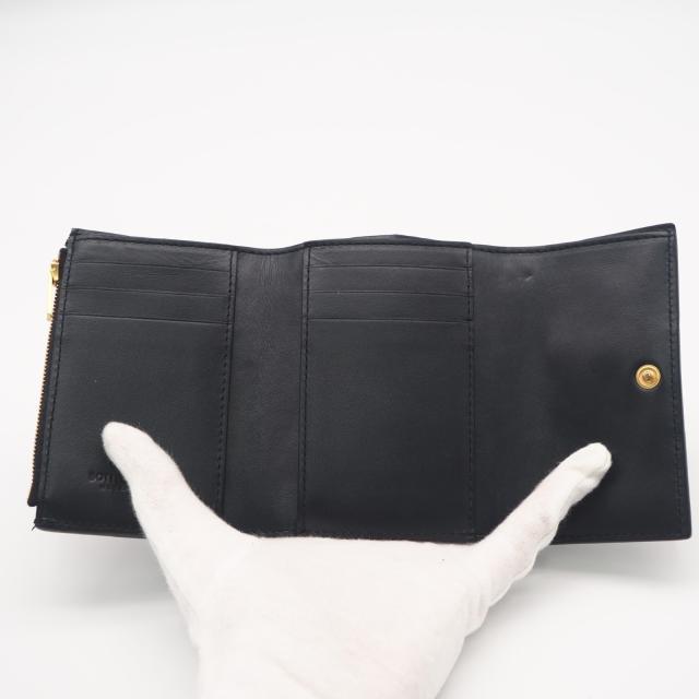 ★3日以内返品可★ 美品 BOTTEGAVENETA ボッテガヴェネタ カセット 三つ折り財布 651372 三つ折り財布 ネイビー ラムスキン レディース_11
