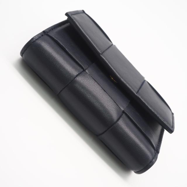 ★3日以内返品可★ 美品 BOTTEGAVENETA ボッテガヴェネタ カセット 三つ折り財布 651372 三つ折り財布 ネイビー ラムスキン レディース_3