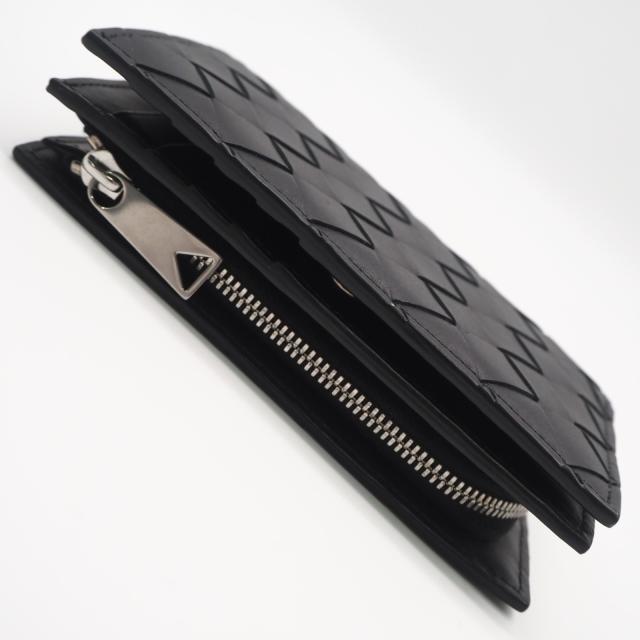 ★3日以内返品可★ 美品 BOTTEGAVENETA ボッテガヴェネタ イントレチャート ミディアム 二つ折りLファスナーウォレット 796958 二つ折り財布 ブラック カーフレザー メンズ_4