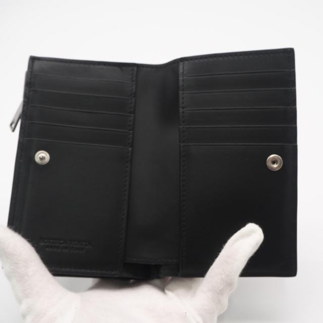 ★3日以内返品可★ 美品 BOTTEGAVENETA ボッテガヴェネタ イントレチャート ミディアム 二つ折りLファスナーウォレット 796958 二つ折り財布 ブラック カーフレザー メンズ_8