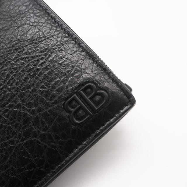 ★3日以内返品可★ 美品 BALENCIAGA バレンシアガ モナコ レザー コンパクトウォレット 843075 二つ折り財布 ブラック ラムスキン メンズ ☆3日以内返品可☆ 美品 BALENCIAGA バレンシアガ モナコ レザー