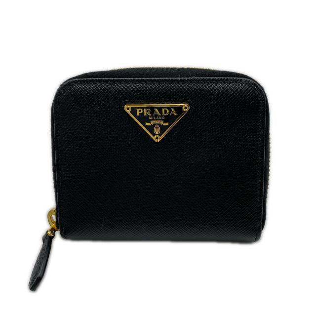 ★3日以内返品可★ 美品 PRADA プラダ サフィアーノ トライアングルロゴ コインケース 2MM003_QHH コインケース ブラック サフィアーノ レディース_1