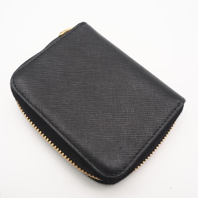 ★3日以内返品可★ 美品 PRADA プラダ サフィアーノ トライアングルロゴ コインケース 2MM003_QHH コインケース ブラック サフィアーノ レディース_2