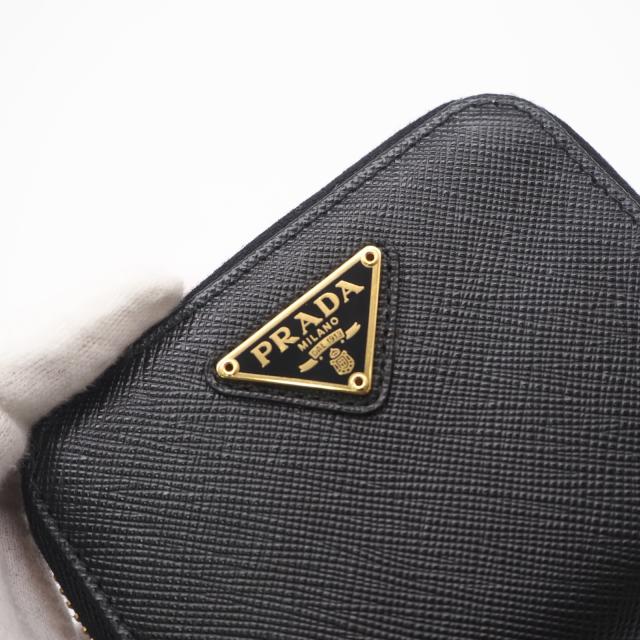 ★3日以内返品可★ 美品 PRADA プラダ サフィアーノ トライアングルロゴ コインケース 2MM003_QHH コインケース ブラック サフィアーノ レディース_4