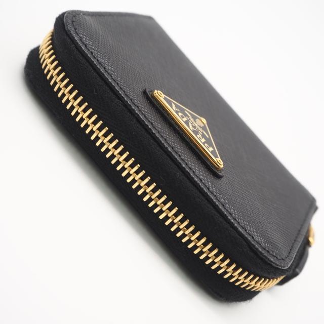 ★3日以内返品可★ 美品 PRADA プラダ サフィアーノ トライアングルロゴ コインケース 2MM003_QHH コインケース ブラック サフィアーノ レディース_5