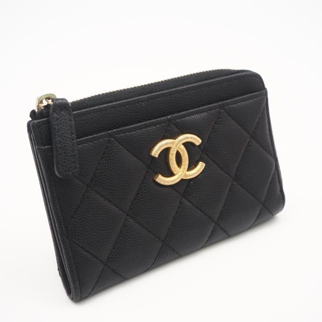 ★3日以内返品可★ 美品 CHANEL シャネル キャビアスキン マトラッセ フラグメントケース AP4478 コインケース ブラック キャビアスキン レディース