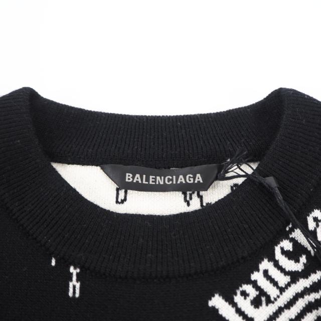 ★3日以内返品可★ 未使用 BALENCIAGA バレンシアガ ウール ロゴ ニット XS 724869 ニット ブラック ホワイト ニット メンズ_11