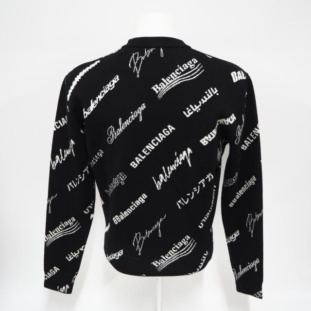★3日以内返品可★ 未使用 BALENCIAGA バレンシアガ ウール ロゴ ニット XS 724869 ニット ブラック ホワイト ニット メンズ_2