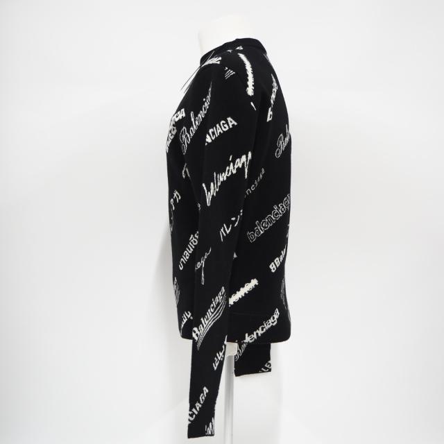 ★3日以内返品可★ 未使用 BALENCIAGA バレンシアガ ウール ロゴ ニット XS 724869 ニット ブラック ホワイト ニット メンズ_3