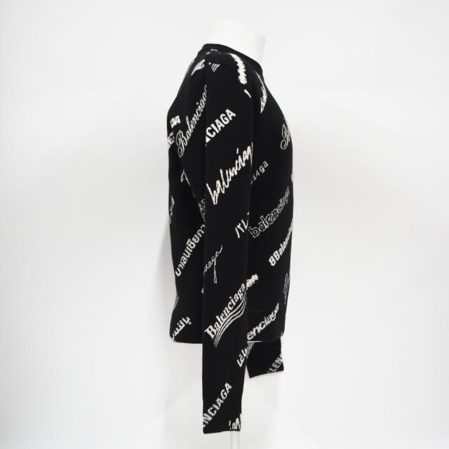 ★3日以内返品可★ 未使用 BALENCIAGA バレンシアガ ウール ロゴ ニット XS 724869 ニット ブラック ホワイト ニット メンズ_4
