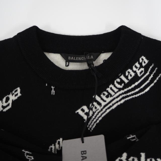 ★3日以内返品可★ 未使用 BALENCIAGA バレンシアガ ウール ロゴ ニット XS 724869 ニット ブラック ホワイト ニット メンズ_6