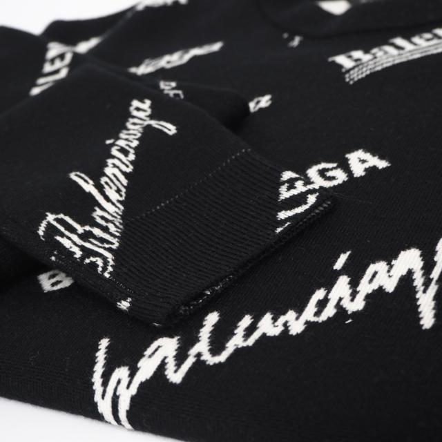 ★3日以内返品可★ 未使用 BALENCIAGA バレンシアガ ウール ロゴ ニット XS 724869 ニット ブラック ホワイト ニット メンズ_7