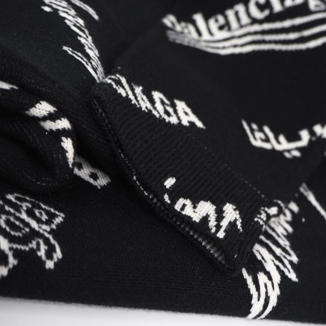 ★3日以内返品可★ 未使用 BALENCIAGA バレンシアガ ウール ロゴ ニット XS 724869 ニット ブラック ホワイト ニット メンズ_8
