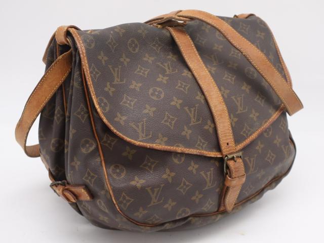 ★3日以内返品可★  LOUIS VUITTON ルイ・ヴィトン モノグラム キャンバス ソミュール35 M42254 ショルダーバッグ ブラウン コーティングキャンバス レザー レディース