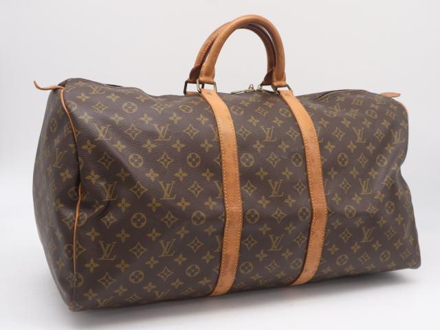 ★3日以内返品可★ LOUIS VUITTON ルイ・ヴィトン モノグラム キャンバス キーポル50 M41426 ボストンバッグ ブラウン コーティングキャンバス レザー レディース