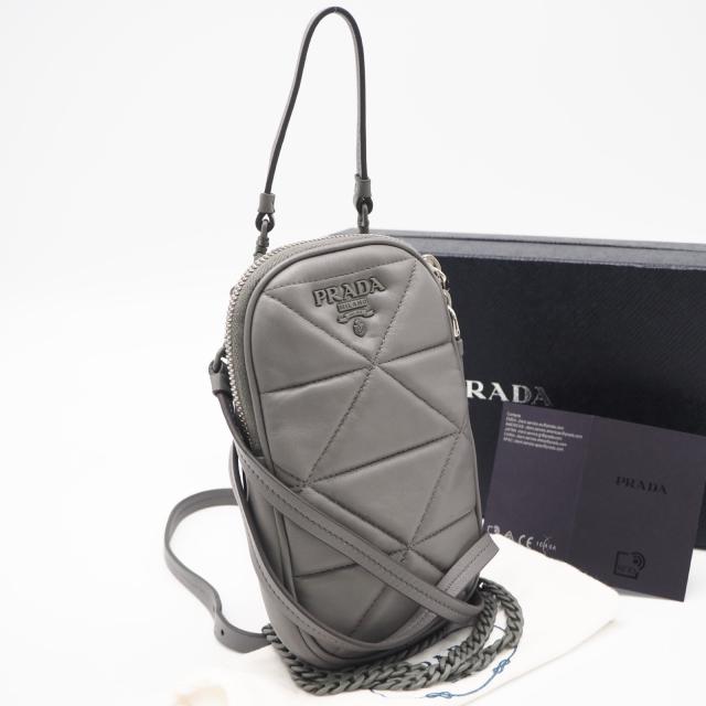 ★3日以内返品可★ 美品 PRADA プラダ ナッパ スペクトラム インプントゥ 電話機車寄せ 1DH030 2wayショルダーバッグ 薄墨色 子ヒツジ人はだ レディース