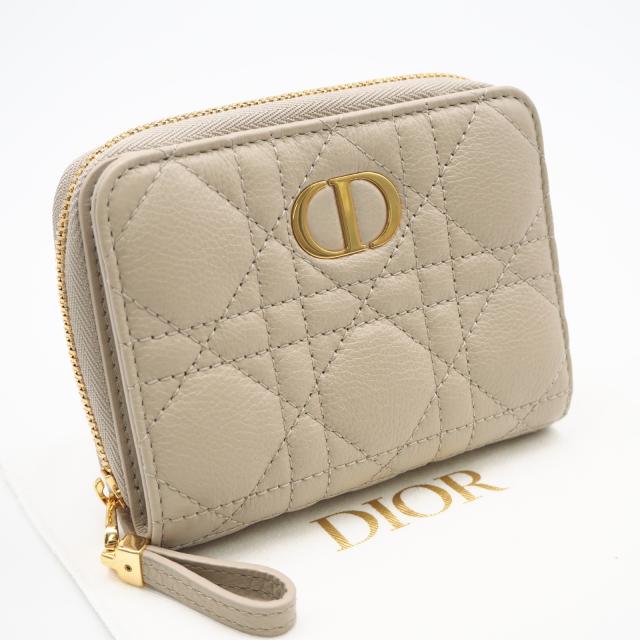 ★3日以内返品可★ 極美品 Christian Dior クリスチャンディオール Dior Caro Scarlet ウォレット Dior Caro Scarlet ウォレット S5032UWHC_M51U 二つ折り財布 ベージュ カーフレザー レディース