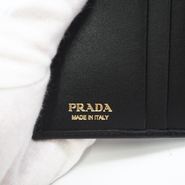 ★3日以内返品可★ 極美品 PRADA プラダ シティカーフ トライアングル 財布 ネロ 1ML050 二つ折り財布 ブラック カーフレザー レディース_12