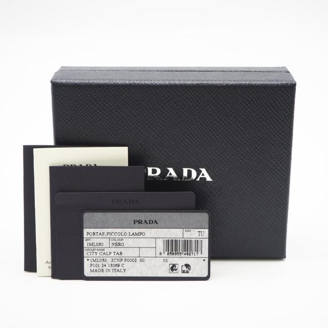 ★3日以内返品可★ 極美品 PRADA プラダ シティカーフ トライアングル 財布 ネロ 1ML050 二つ折り財布 ブラック カーフレザー レディース_14