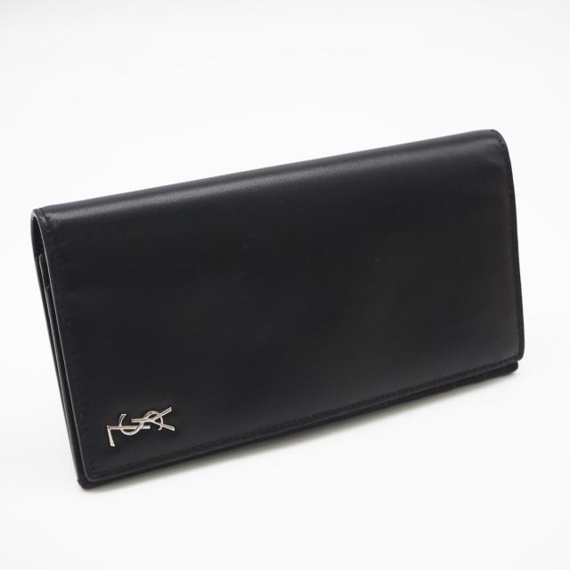 ★3日以内返品可★ 美品 SAINT LAURENT PARIS サンローランパリ タイニーカサンドラ コンチネンタルウォレット 607746 長財布 ブラック カーフレザー メンズ