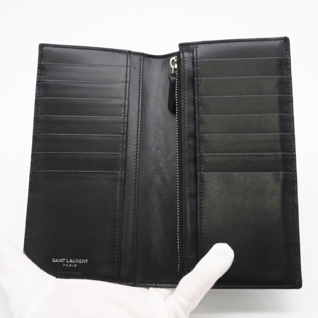 ★3日以内返品可★ 美品 SAINT LAURENT PARIS サンローランパリ タイニーカサンドラ コンチネンタルウォレット 607746 長財布 ブラック カーフレザー メンズ_11