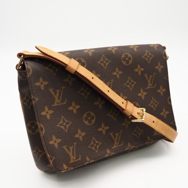 ★3日以内返品可★  LOUIS VUITTON ルイ・ヴィトン モノグラム ミュゼット アルゼンチンタンゴ M51257 ショルダーバッグ 赤銅色 上塗り帆布 なめし革 レディース