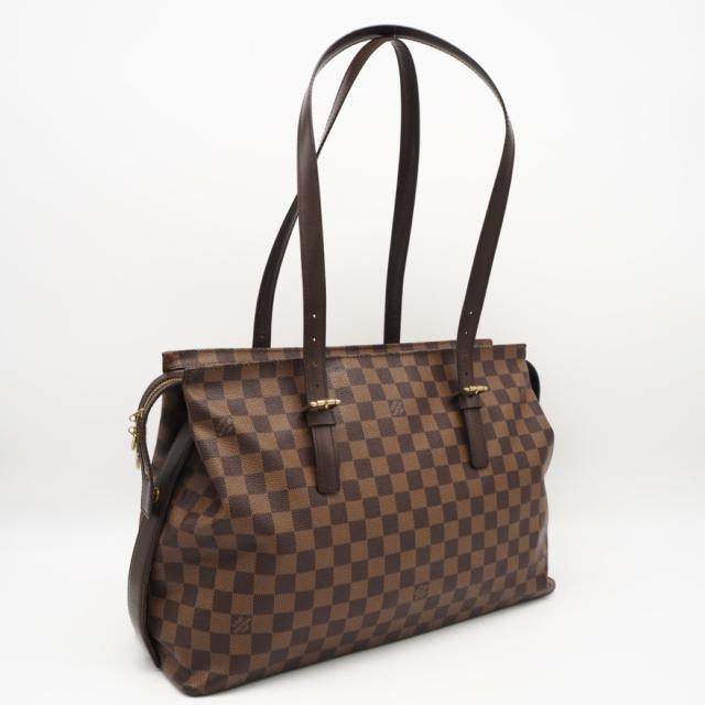 ★3日以内返品可★  LOUIS VUITTON ルイ・ヴィトン ダミエ チェルシー N51119 ハンドバッグ ブラウン コーティングキャンバス レザー レディース